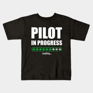 Pilot in progress green plane bar Kids T-Shirt